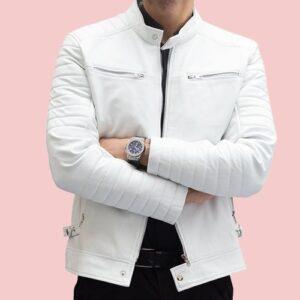 White Leather Jacket Mens