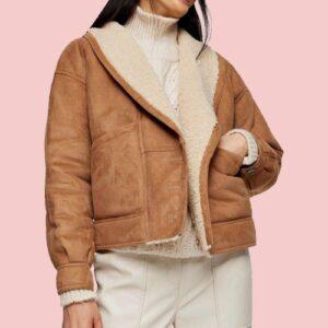 Womens Leather Sherpa Jacket