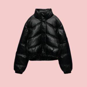 Zara Faux Leather Puffer Jacket