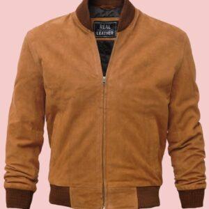 Brown Leather Bomber Jacket Mens