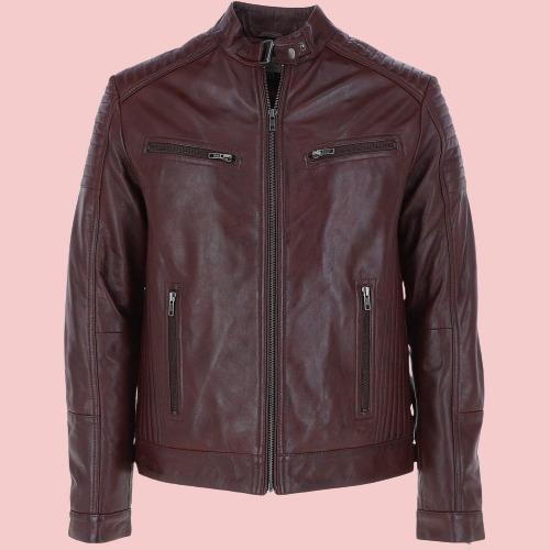 Burgundy Leather Jacket Men - AirBorne Jacket