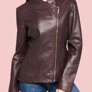 Burgundy Leather Jacket Womens