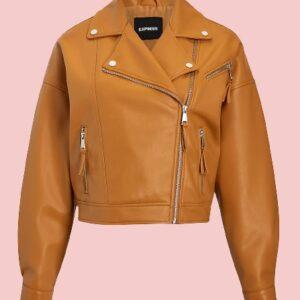 Cropped Leather Moto Jacket