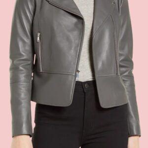Gray Leather Jacket Womens