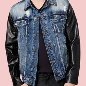 Jean Jacket With Leather Sleeves