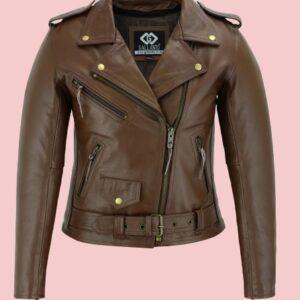 Leather Brown Jacket Womens