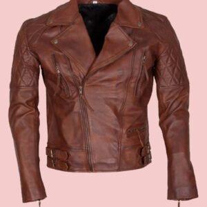 Mens Brown Leather Motorcycle Jacket