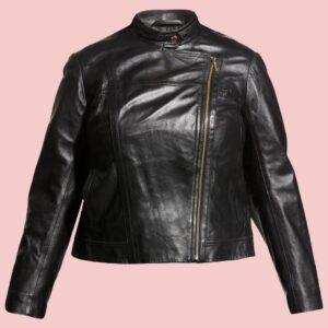 Plus Size Leather Motorcycle Jacket