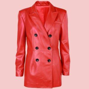 Red Leather Jacket Long