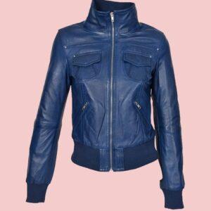 Women's Leather Bomber Jacket