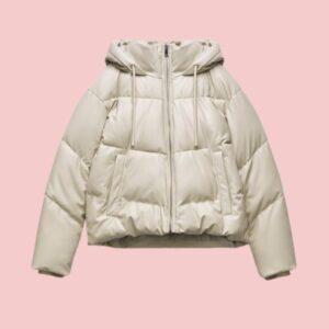 Zara Leather Puffer Jacket