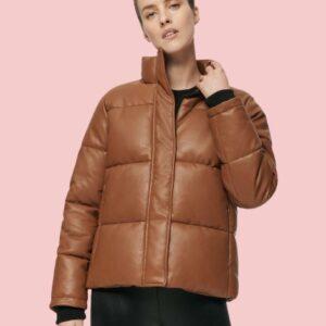 Andrew Marc Faux Leather Puffer Jacket