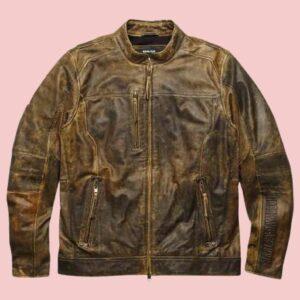 Distressed Brown Leather Jacket