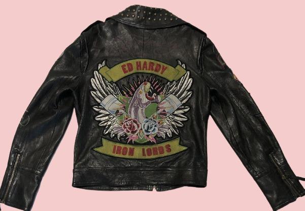 Ed Hardy Leather Jacket - AirBorne Jacket