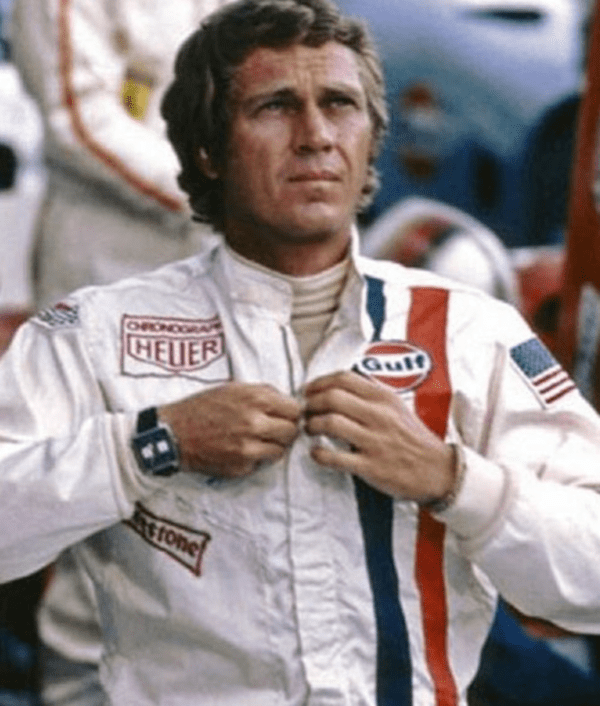 Steve McQueen Le Mans Gulf Racing White Leather Jacket - Image 4