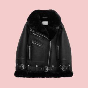 Moya V Space Black Leather Jacket