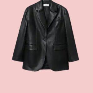 Oversized Effect Leather Blazer