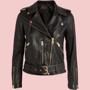 Black Leather Jacket With Gold Zipper