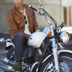 Chris Pang Stand Collar Brown Leather Jacket