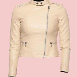 Cream Leather Jacket Womens