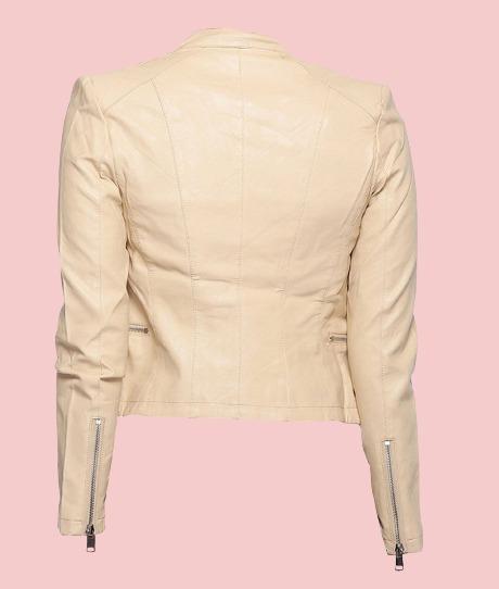 Cream Leather Jacket Womens - AirBorne Jacket