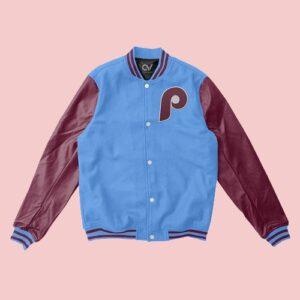Philadelphia Phillies Sky Blue And Maroon Varsity Jacket