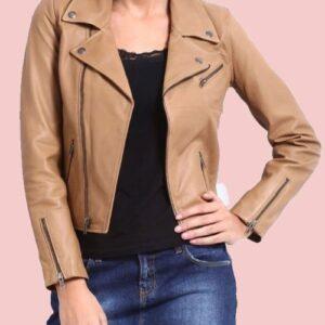 Brown Faux Leather Jacket Womens