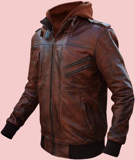 Hooded Leather Motorcycle Jacket - AirBorne Jacket