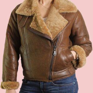 Leather Aviator Jacket Womens