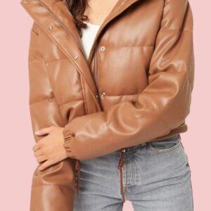 Leather Puffer Jacket Womens