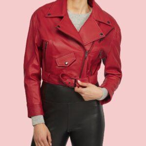 Red Leather Moto Jacket