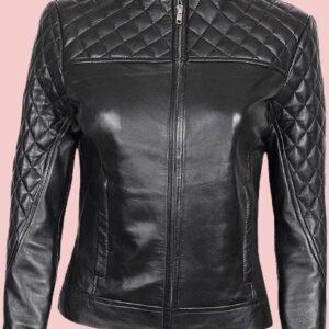 Black Leather Biker Jacket Womens