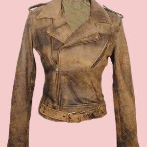 Distressed Leather Jacket Womens