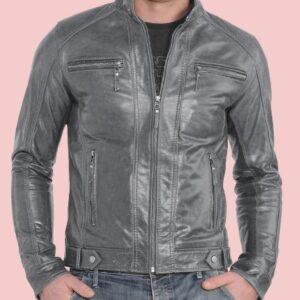 Gray Leather Jacket