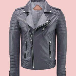 Grey Leather Jacket Mens