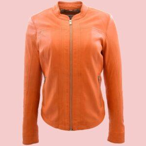 Orange Leather Jacket Womens