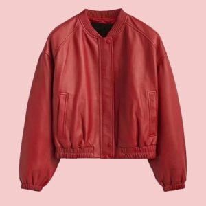 Red Leather Bomber Jacket