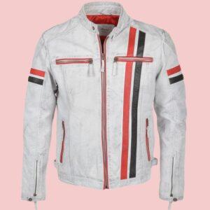 White Leather Biker Jacket