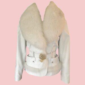White Leather Jacket With Fur