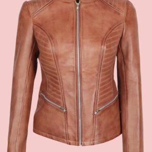 Womens Cognac Leather Jacket