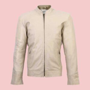 Beige Leather Jacket Mens