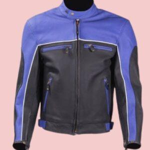Black And Blue Leather Jacket
