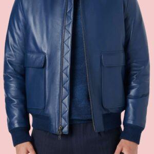 Blue Leather Jacket Men