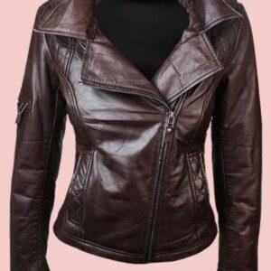 Chocolate Brown Leather Jacket Womens