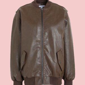 Faux Leather Bomber Jacket Womens