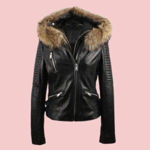 Fur Trim Leather Jacket