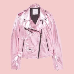 Pink Metallic Leather Jacket