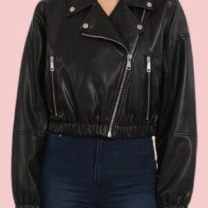 Plus Size Cropped Leather Jacket