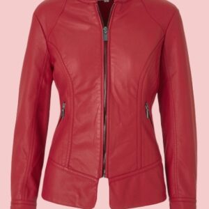 Red Faux Leather Jacket Womens