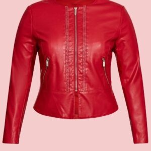 Red Leather Jacket Plus Size